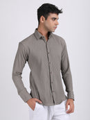 Cream Popcorn Texture Full Sleeves Shirt
