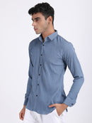 Dark Grey Popcorn Texture Full Sleeves Shirt