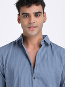 Dark Grey Popcorn Texture Full Sleeves Shirt