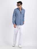 Dark Grey Popcorn Texture Full Sleeves Shirt