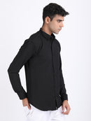 Black Popcorn Texture Full Sleeves Shirt