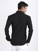 Black Popcorn Texture Full Sleeves Shirt