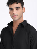 Black Popcorn Texture Full Sleeves Shirt