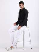 Black Popcorn Texture Full Sleeves Shirt
