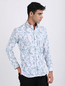 White Popcorn Print Premium Full Sleeves Shirt