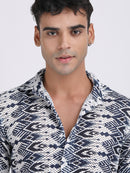 Navy Blue Dual Fusion Crochet Shirt