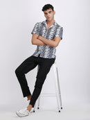 Navy Blue Dual Fusion Crochet Shirt