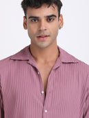 Dark Pink Popcorn Texture Full Sleeves Shirt
