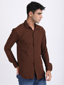 Crater Brown Popcorn Texture Full Sleeves Shirt