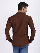 Crater Brown Popcorn Texture Full Sleeves Shirt