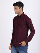 Dark Wine Popcorn Texture Full Sleeves Shirt