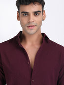 Dark Wine Popcorn Texture Full Sleeves Shirt