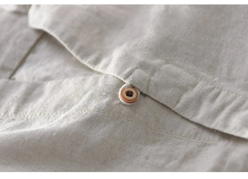 A Men’s Cotton Long Sleeve Khaki Casual Shirt