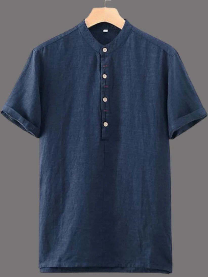Men's Navy Blue Cotton Kurta Shirt