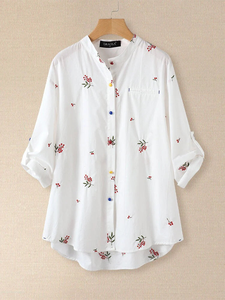 White long top-tunic with embroidery work for women
