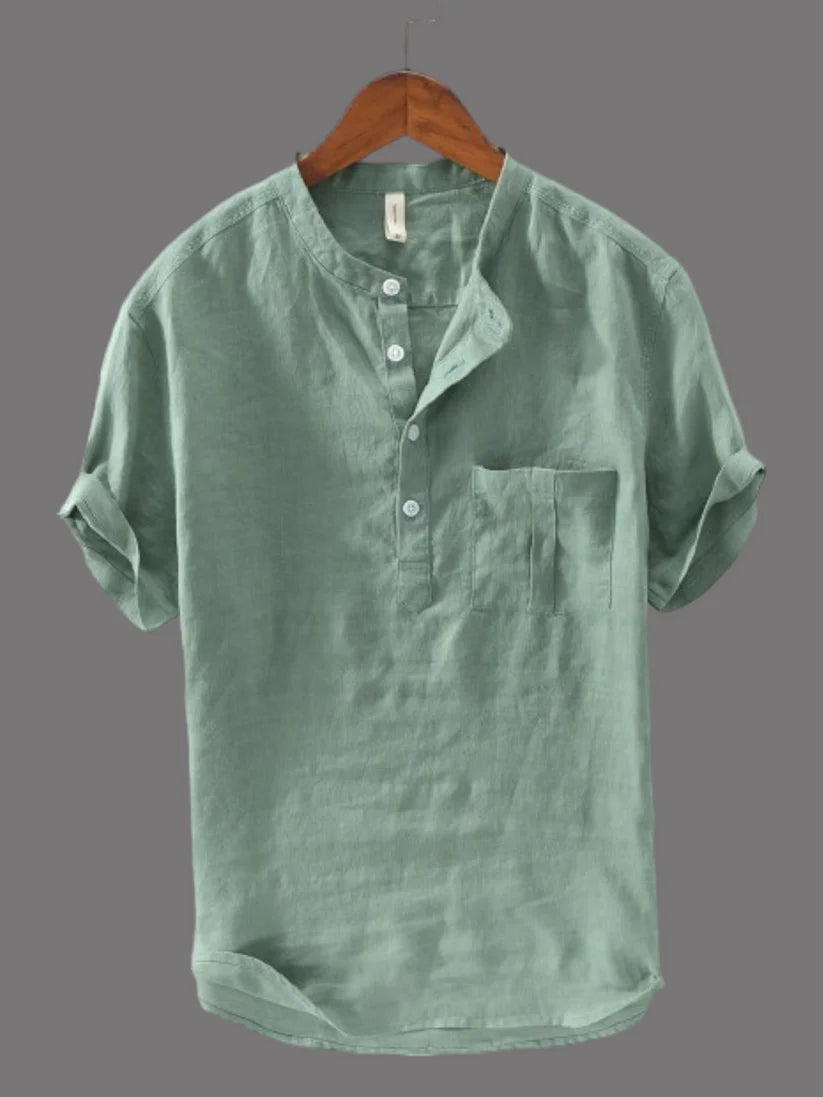 Stylish and Comfortable: Men's Green Cotton Kurta Shirt with Pocket