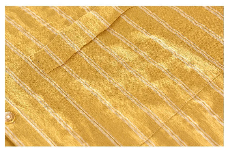 Men's Cotton Mustard Yellow Kurta Shirt with Pocket
