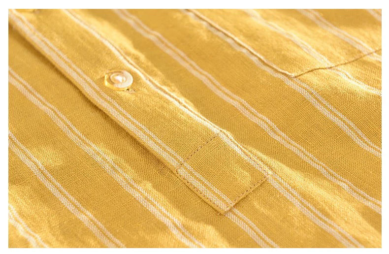 Men's Cotton Mustard Yellow Kurta Shirt with Pocket