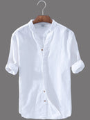 A Men Cotton Long Sleeve White Casual Shirt